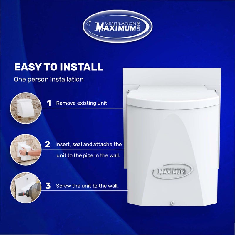 Maximum غطاء فتحة تهوية خارجي بحد أقصى 4 بوصة، غطاء فتحة تهوية للحمام، غطاء فتحة تهوية لعادم/مدخل HVAC، غطاء فتحة تهوية موفر للطاقة، بناء من الصلب ومقاوم للعوامل الجوية (AF4C) - أسود - Image 5